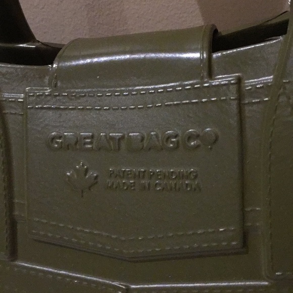 Great Bag Co. Designer Robert Verdi Rubber Tote Bag Purse Army Green - Picture 3 of 15